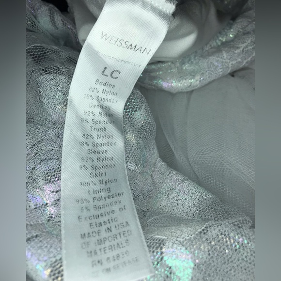 White/Silver ballet costume with long tulle skirt - Picture 4 of 5